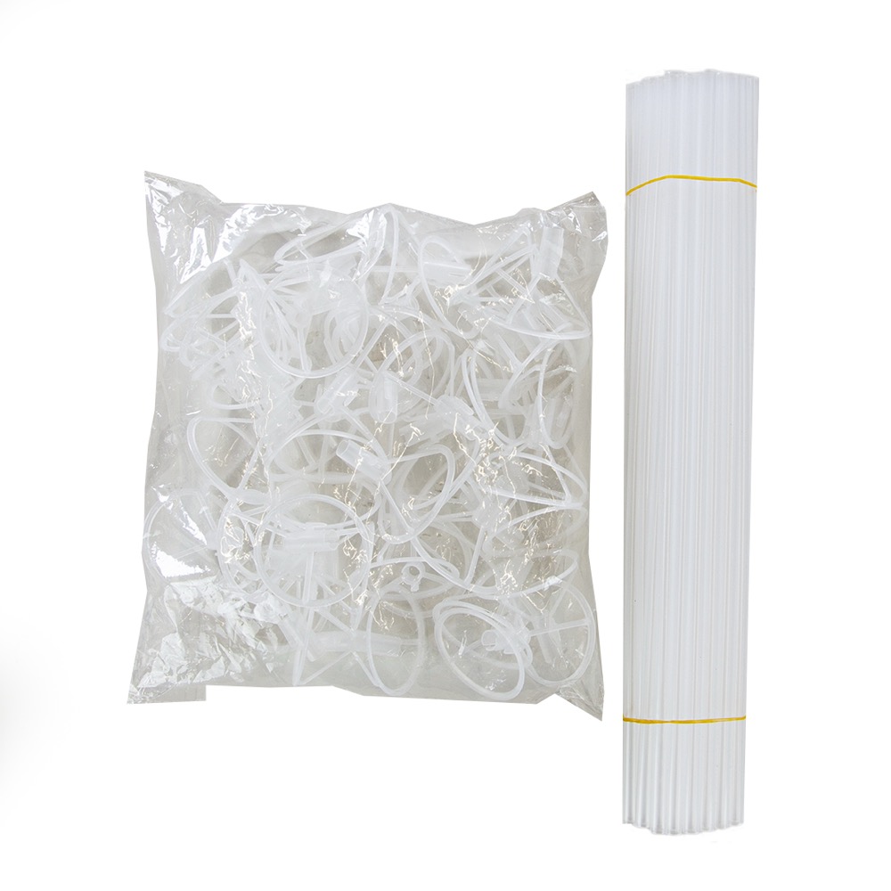Комплект трубочка и зажим для сферы 3D, 60 см, Прозрачный, 50 шт. 2
