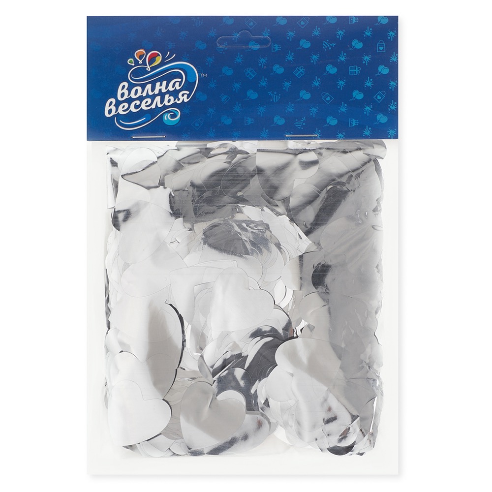 Конфетти фольга Сердце, Серебро, Металлик, 2,5 см, 50 г. 3