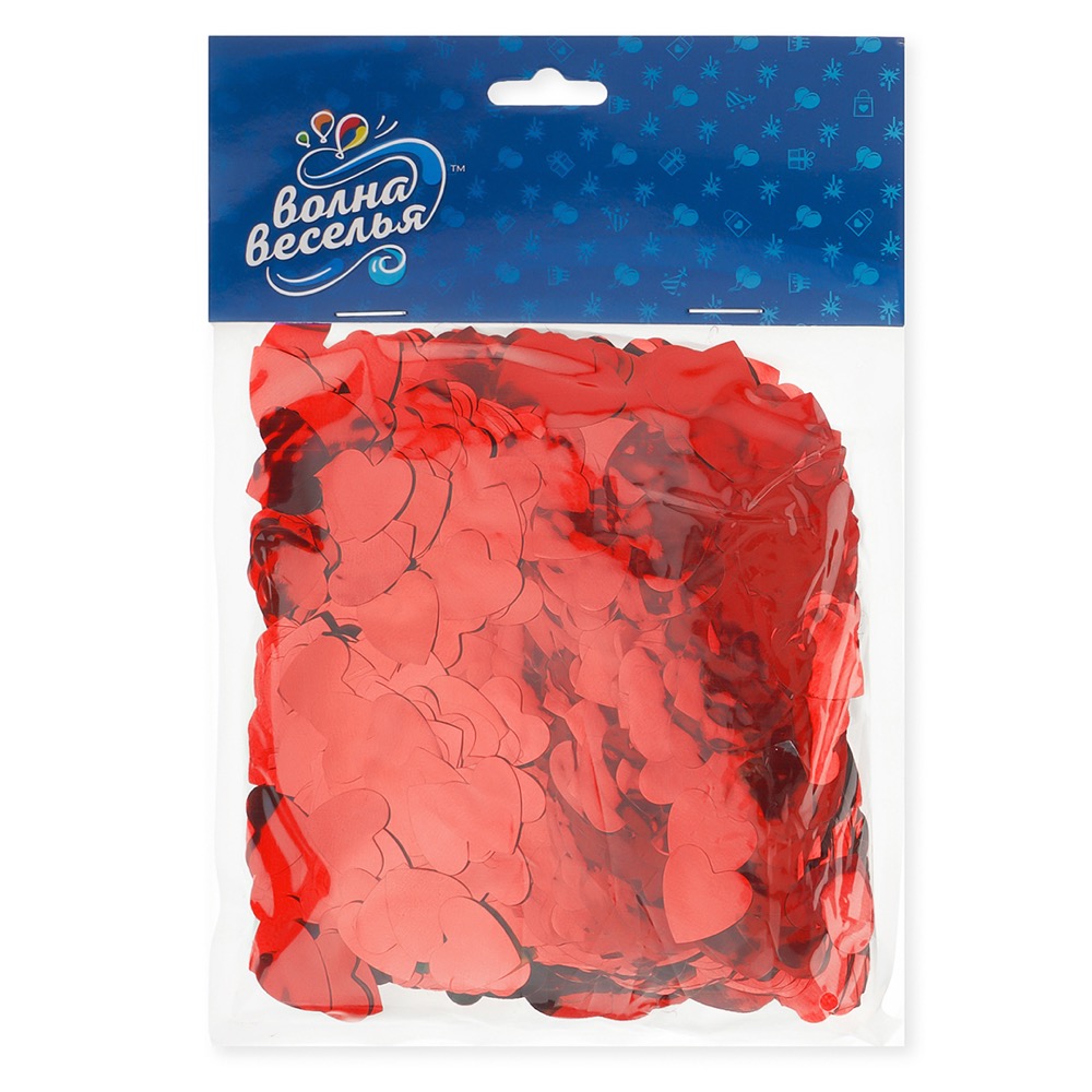 Конфетти фольга Сердце, Красный, Металлик, 1,5 см, 50 г. 2