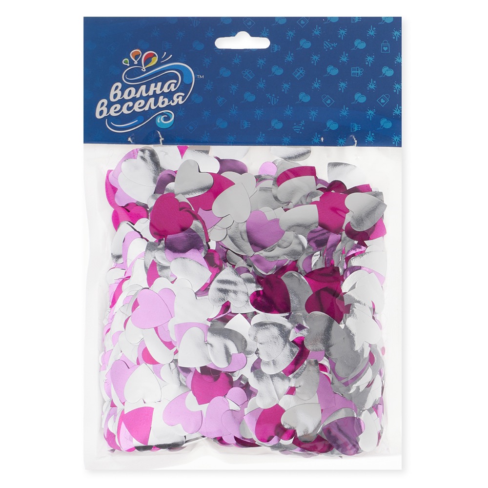 Конфетти фольга Сердце, Розовый микс, Металлик, 1,5 см, 50 г. 3