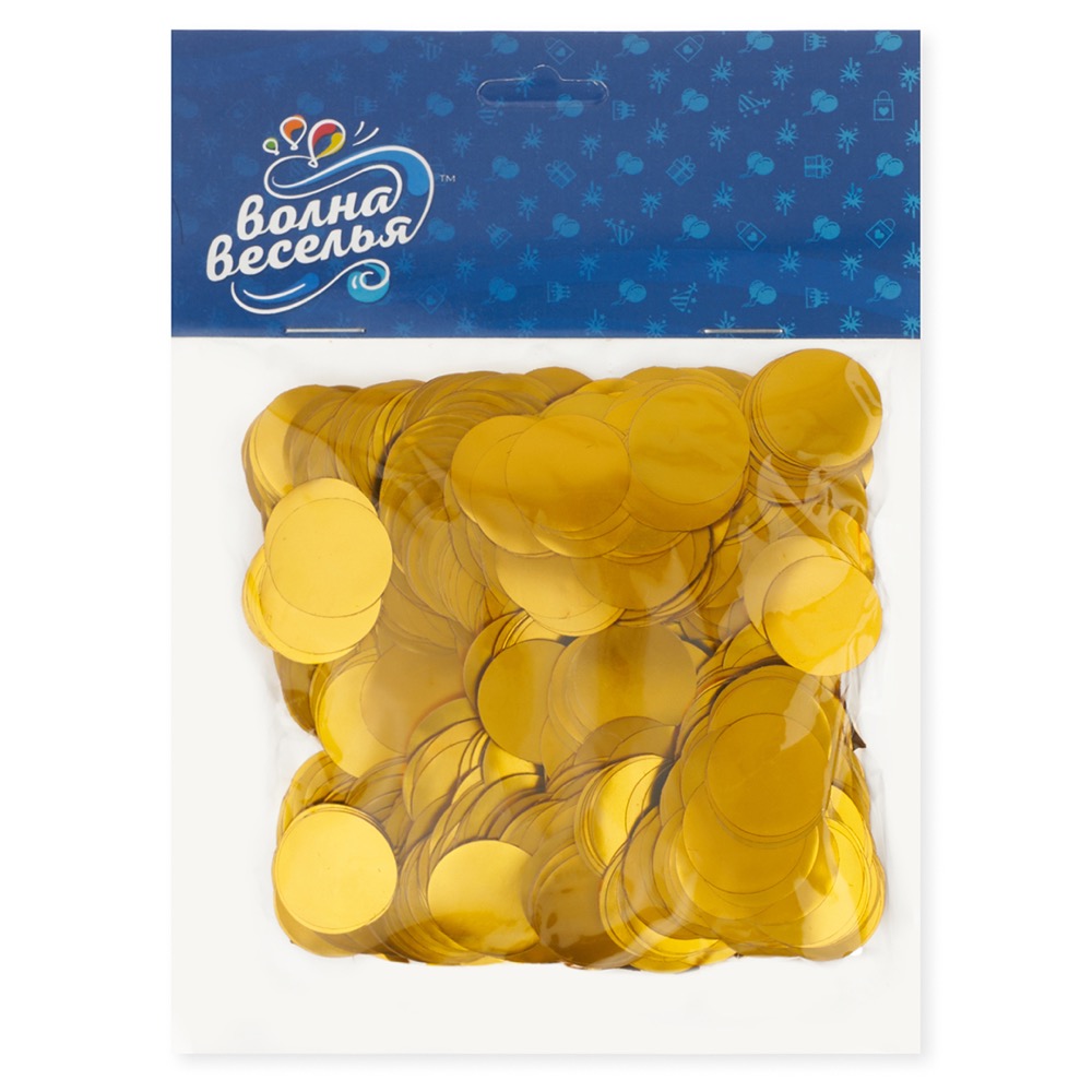 Конфетти фольга Круг, Сусальное золото, Хром, 2 см, 50 г. 3