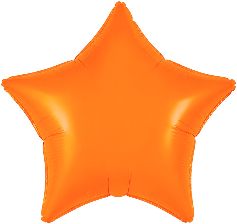 Шар (18''/46 см) Звезда, Оранжевый, Неон, 1 шт.