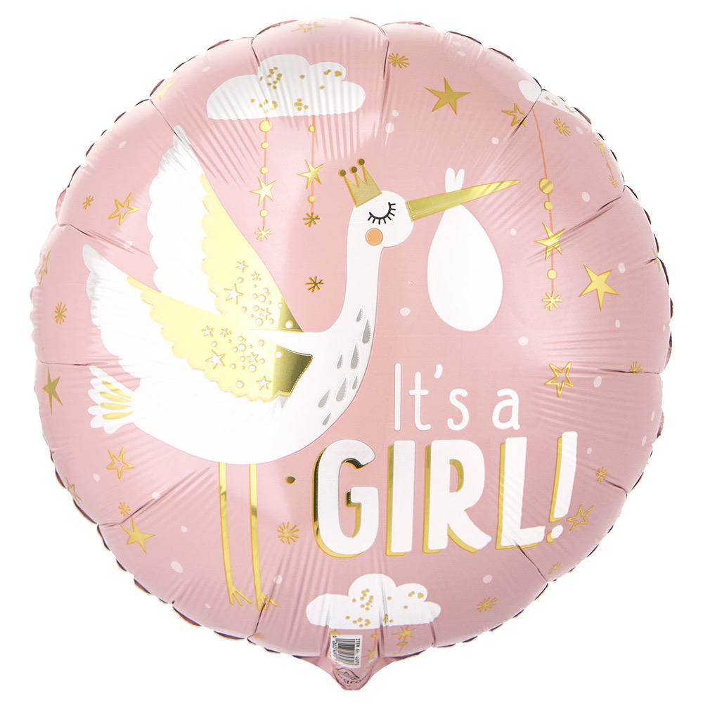 А 18" GIRL Аист на розовом сатин S40