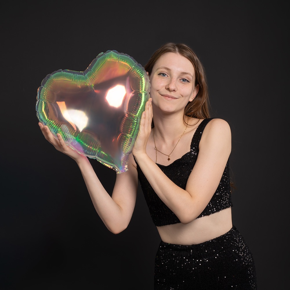 Falali (18''/46 см) Сердце, (надув воздухом), Прозрачный, Хамелеон, 1 шт. в уп. 6