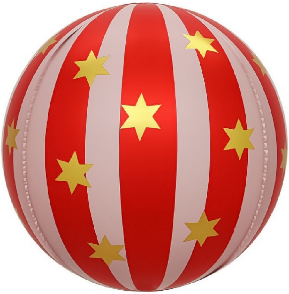 Falali 3D (25''/64 см) Сфера, Золотые звезды, Красный, 1 шт. в уп. 2