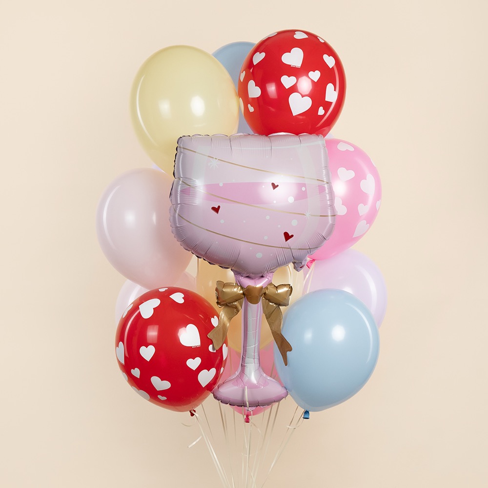 Falali (35''/89 см) Фигура, Бокал, Золотой бант, Розовый, 1 шт. 3