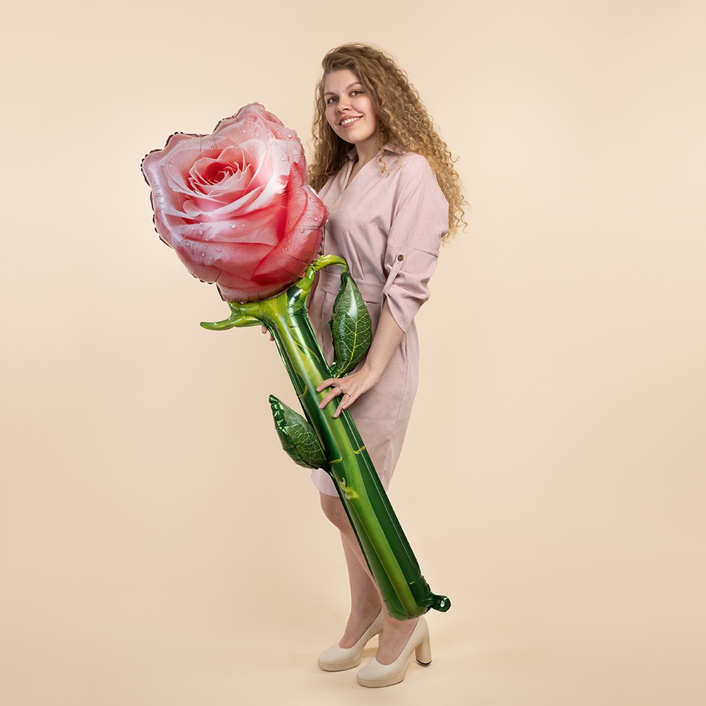 Falali (59''/150 см) Цветок, Роза, Люкс, Розовый, 1 шт. 3