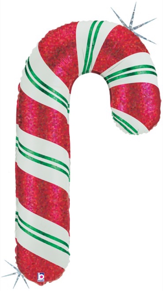 Betallic (35''/89 см) Фигура, Леденец трость, Красный, Голография, 1 шт.