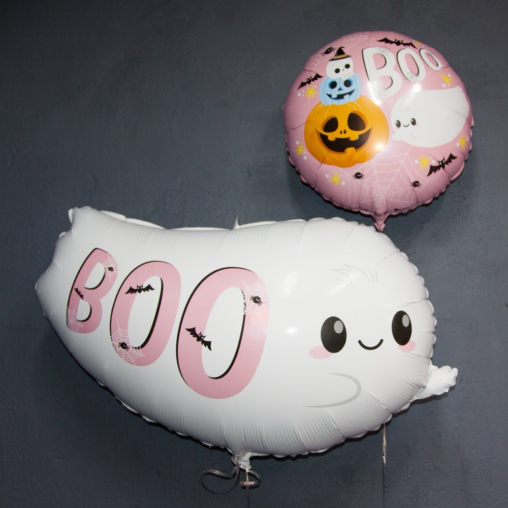 Grabo S.r.l. (18''/46 см) Круг, Хэллоуин, Маленькое привидение, Розовый, 1 шт. 2