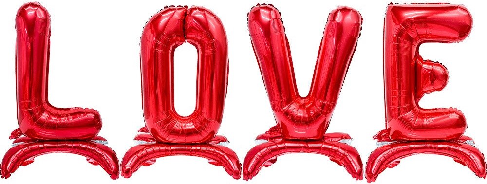 Набор шаров (32''/81 см) Буква, Надпись "Love" на подставке, Красный, 1 шт. в уп.