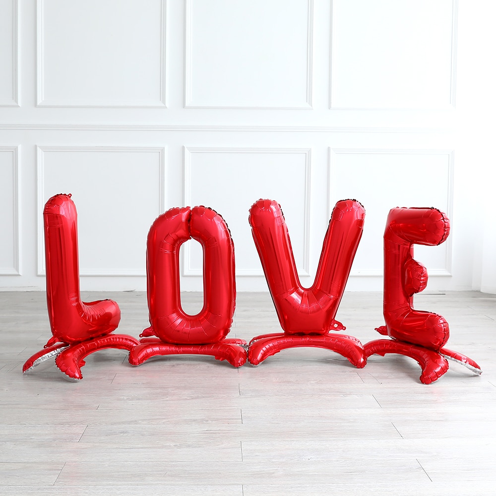 Набор шаров (32''/81 см) Буква, Надпись "Love" на подставке, Красный, 1 шт. в уп. 2