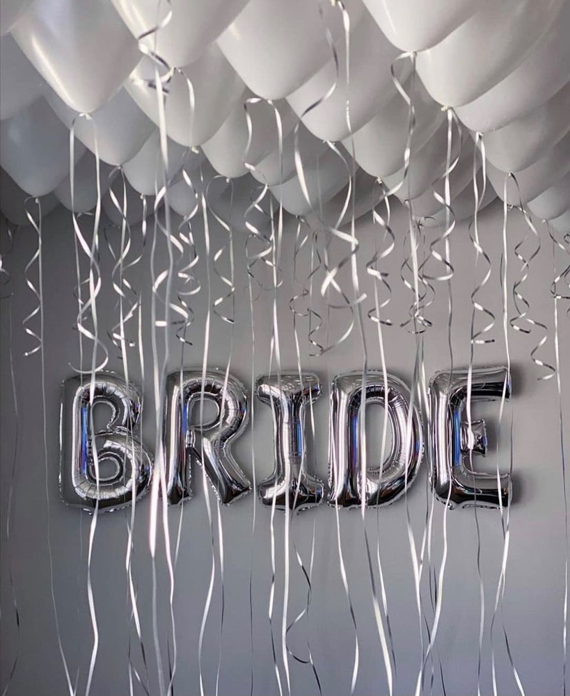 Набор шаров (16''/41 см) Мини-буква, Надпись "BRIDE", Серебро, 1 шт. в уп. 2