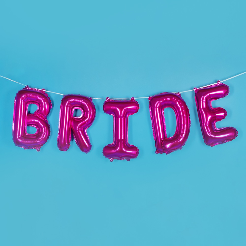 Набор шаров (16''/41 см) Мини-буква, Надпись "BRIDE", Фуше, 1 шт. в уп. 2