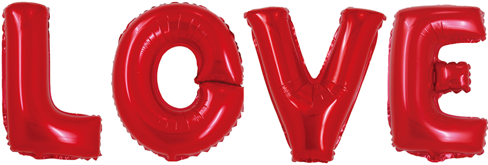 Набор шаров (16''/41 см) Мини-буква, Надпись "LOVE", Красный, 1 шт. в уп.