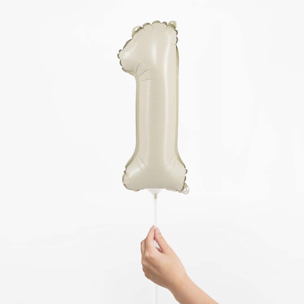 Falali с клапаном (16''/41 см) Мини-цифра, 1, Белый песок, Сатин, 1 шт. 2