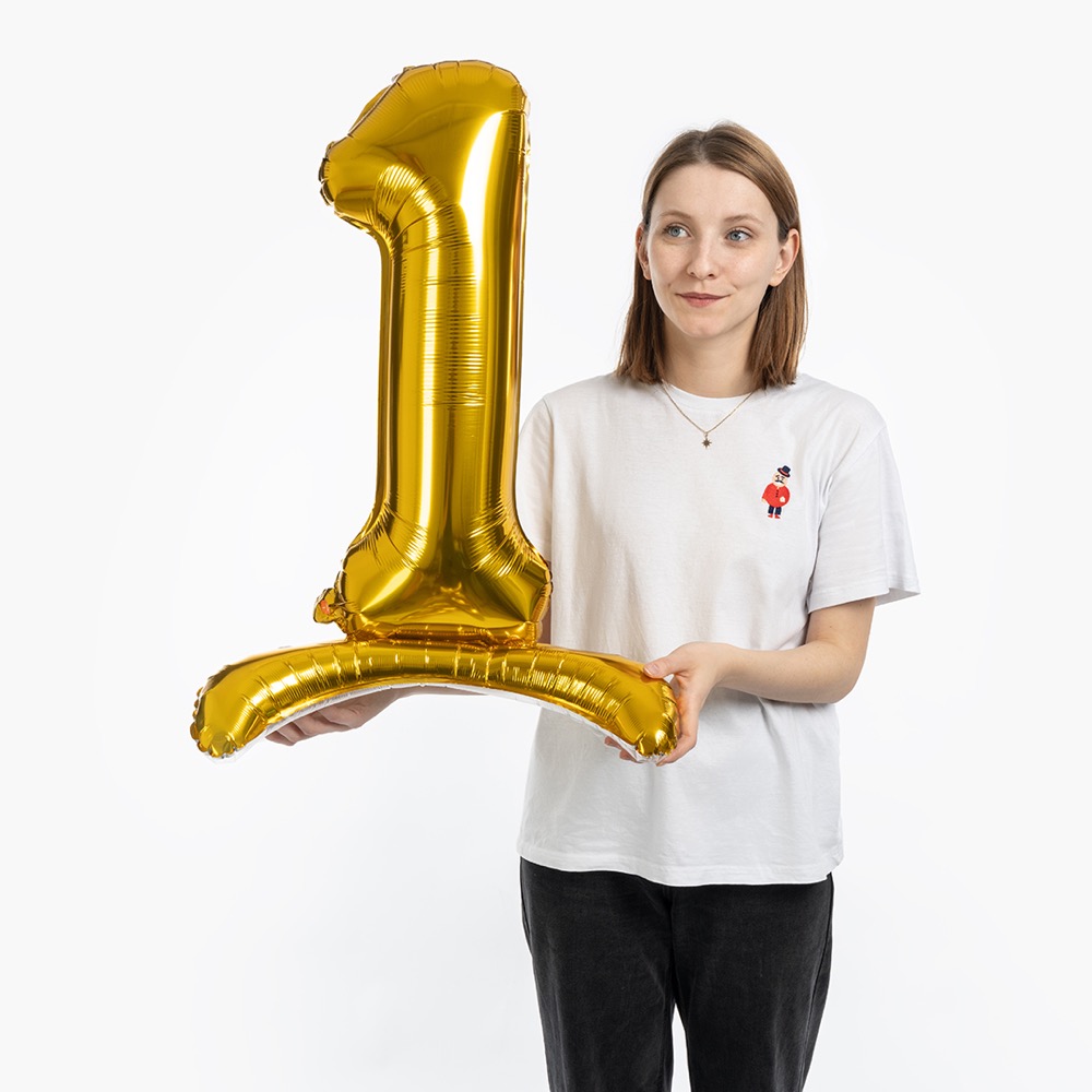 Falali (32''/81 см) Цифра на подставке, 1, Золото, 1 шт. в уп. 3