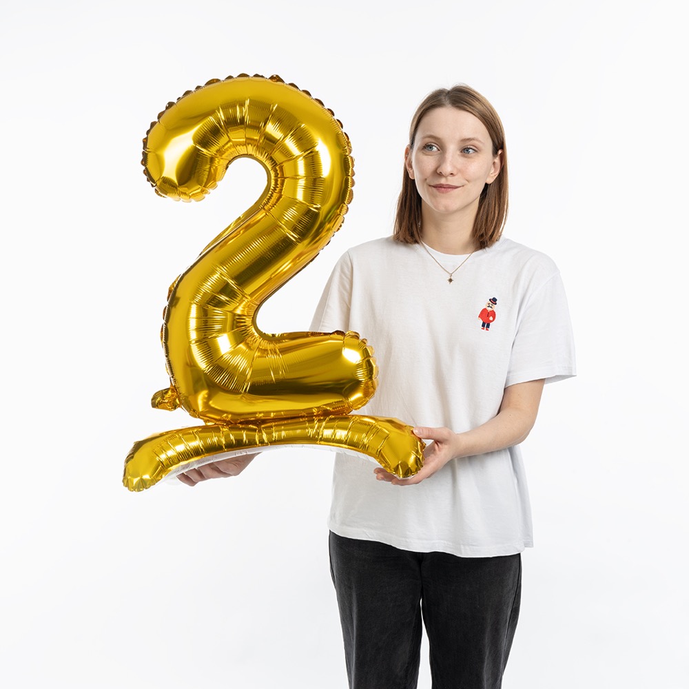 Falali (32''/81 см) Цифра на подставке, 2, Золото, 1 шт. в уп. 3