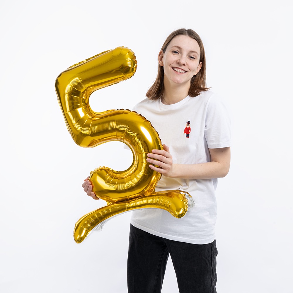 Falali (32''/81 см) Цифра на подставке, 5, Золото, 1 шт. в уп. 3