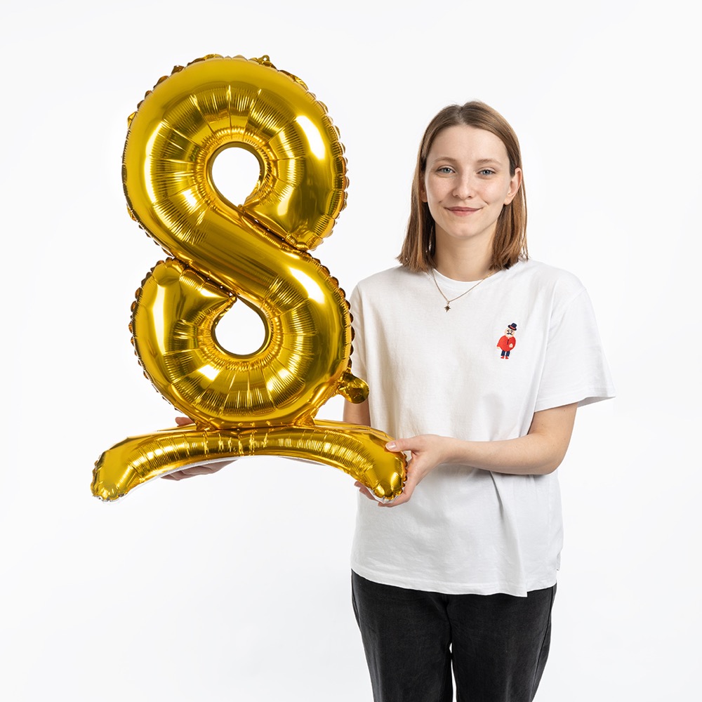 Falali (32''/81 см) Цифра на подставке, 8, Золото, 1 шт. в уп. 3