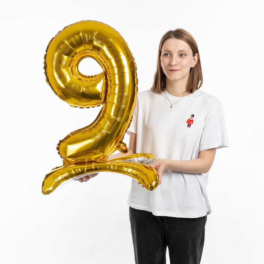 Falali (32''/81 см) Цифра на подставке, 9, Золото, 1 шт. в уп. 3