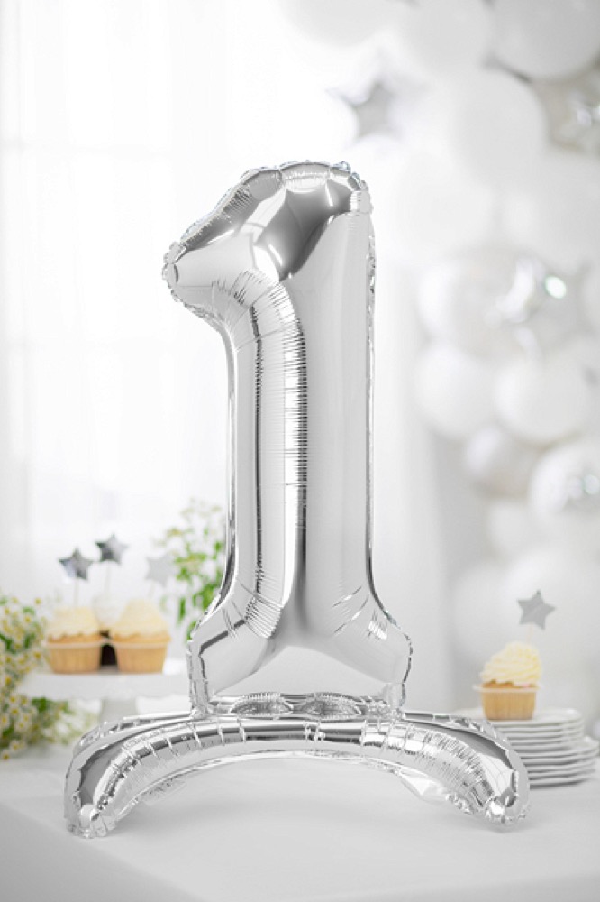 Falali (32''/81 см) Цифра на подставке, 1, Серебро, 1 шт. в уп. 5
