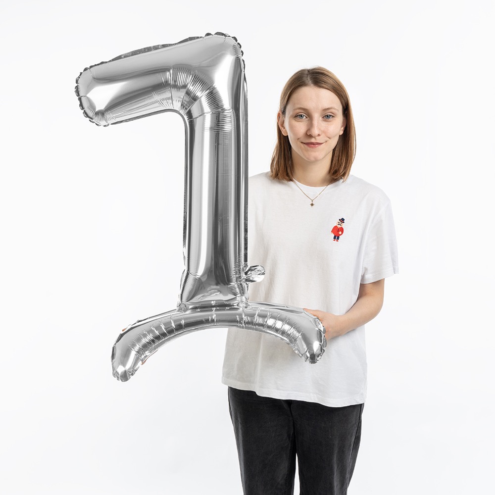 СмайлБерри (32''/81 см) Цифра на подставке, 7, Серебро, 1 шт. в уп. 4