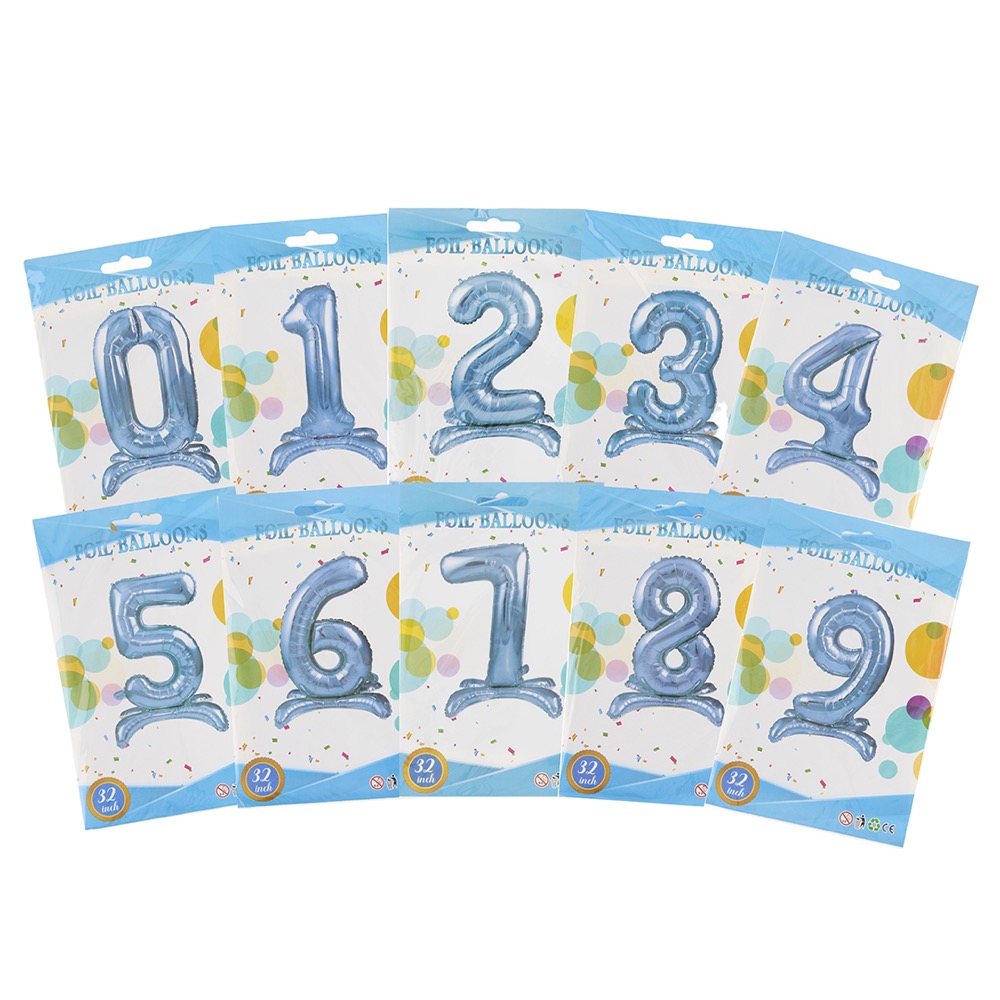 СмайлБерри (32''/81 см) Цифра на подставке, 9, Голубой, 1 шт. в уп. 3