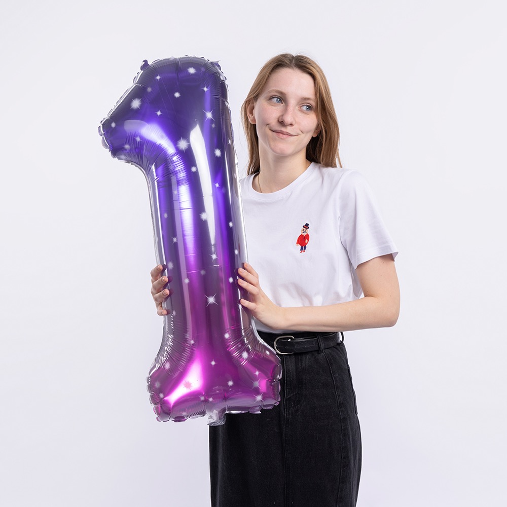 Falali (34''/86 см) Цифра, 1 Сияющий космос, Сиреневый, Градиент, 1 шт. в уп. 4