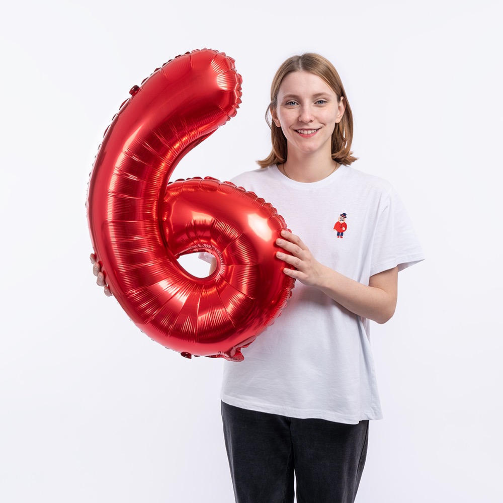 Falali (32''/81 см) Цифра, 6, Красный, 1 шт. в уп. 4