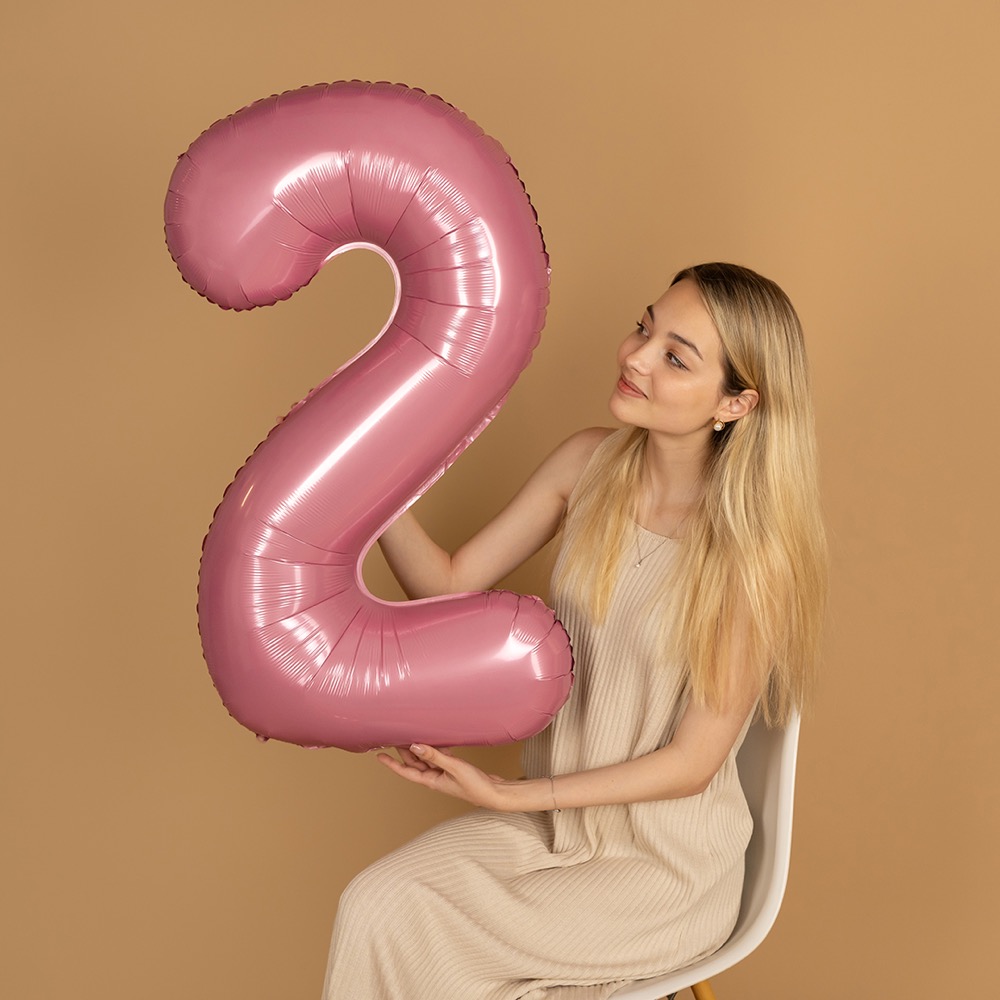 СмайлБерри (40''/102 см) Цифра, 2, Розовый, Матовый, 1 шт. в уп. 4