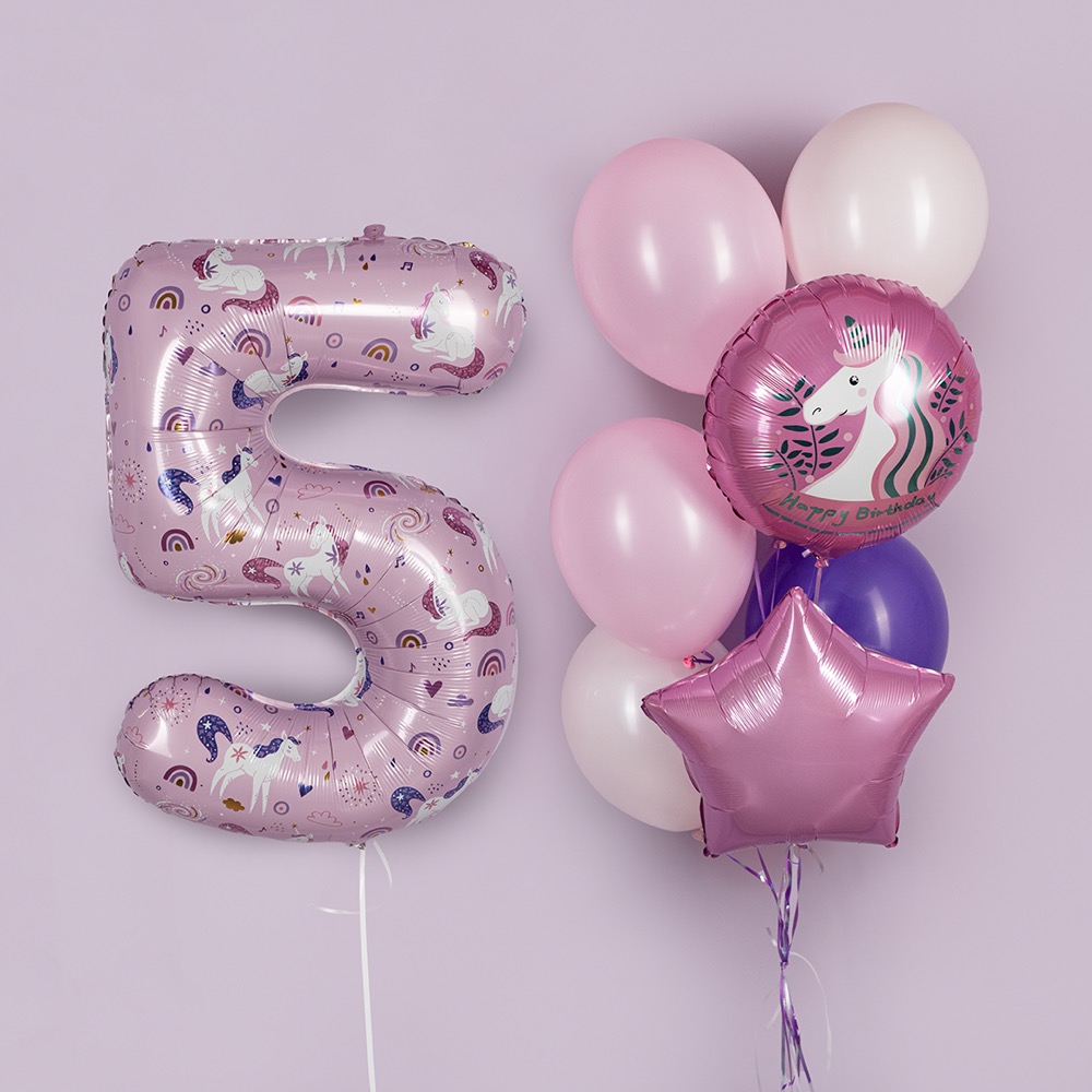 Falali (34''/86 см) Цифра, 5 Волшебные единороги, Розовый, 1 шт. в уп. 3