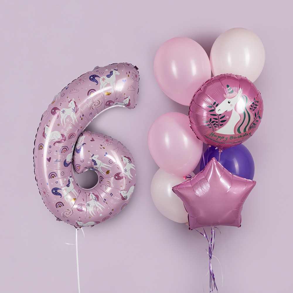 Falali (34''/86 см) Цифра, 6 Волшебные единороги, Розовый, 1 шт. в уп. 3