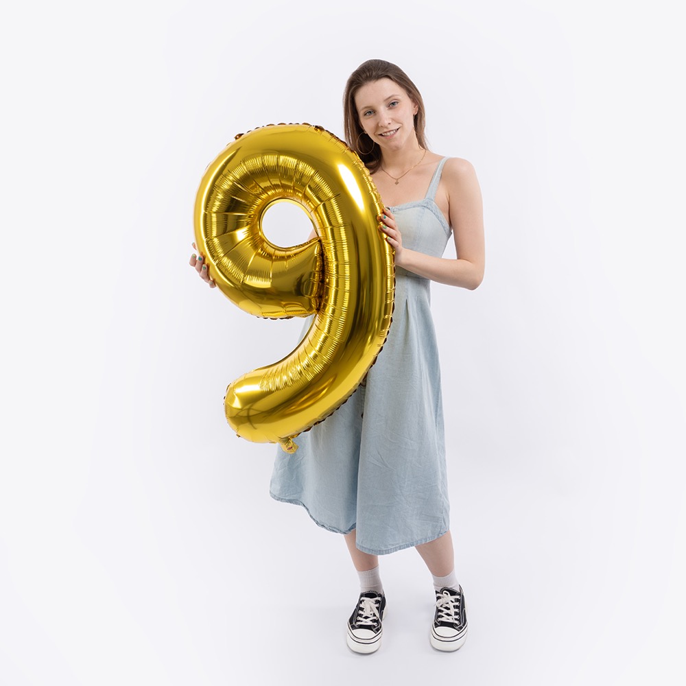 Falali (40''/102 см) Цифра, 9, Золото, Металлик, 1 шт. в уп. 4