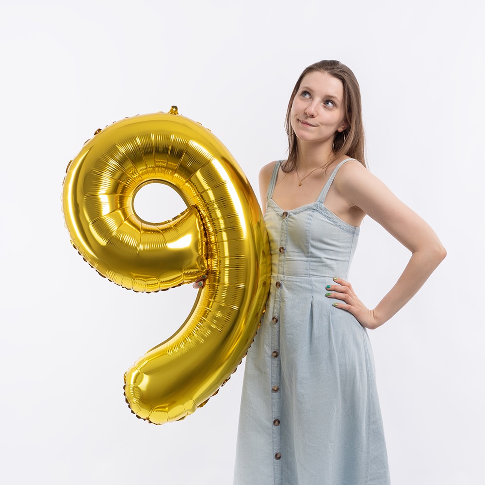 Falali (40''/102 см) Цифра, 9, Золото, Металлик, 1 шт. в уп. 5