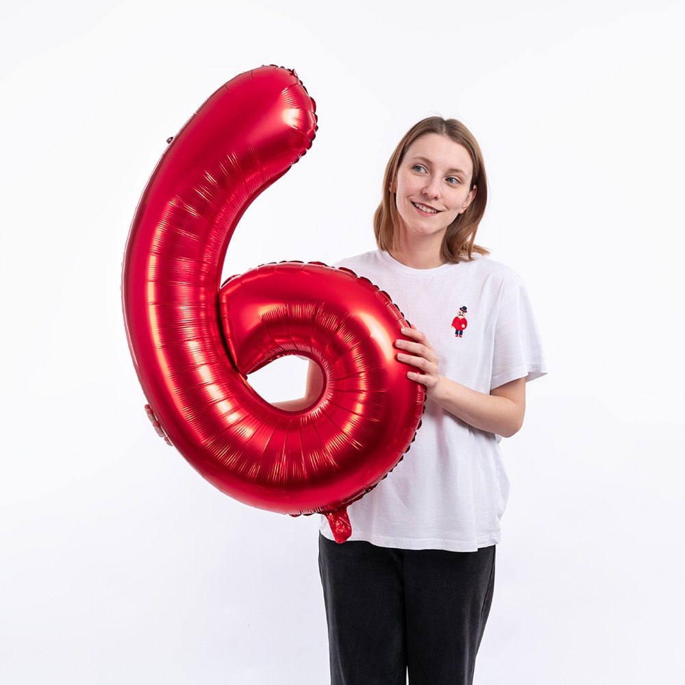 СмайлБерри (40''/102 см) Цифра, 6, Красный, Металлик, 1 шт. в уп. 3