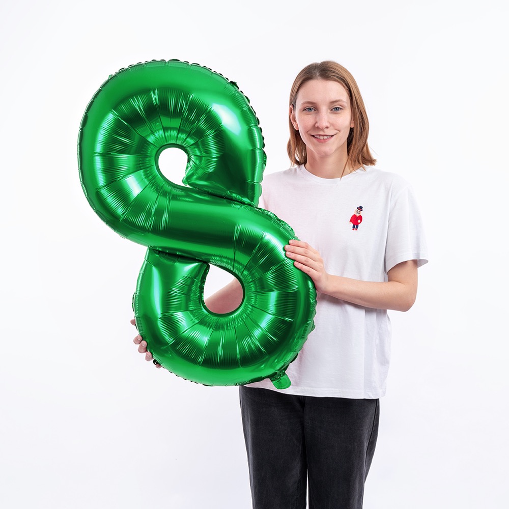 СмайлБерри (40''/102 см) Цифра, 8, Зеленый, Металлик, 1 шт. в уп. 3