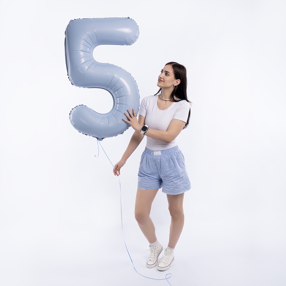 Agura (40''/102 см) Цифра, 5 Slim, Небесный, 1 шт. в уп. 5