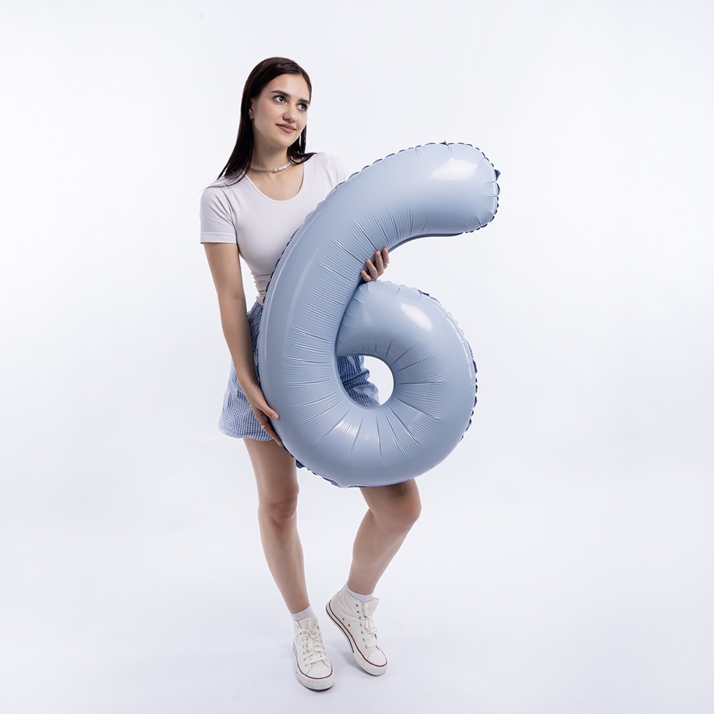 Agura (40''/102 см) Цифра, 6 Slim, Небесный, 1 шт. в уп. 5