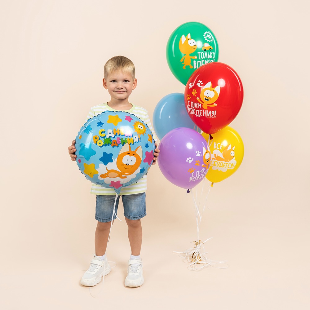 512 (12''/30 см) Котенок Котэ, С Днем Рождения!, Ассорти, пастель, 1 ст, 25 шт. 12