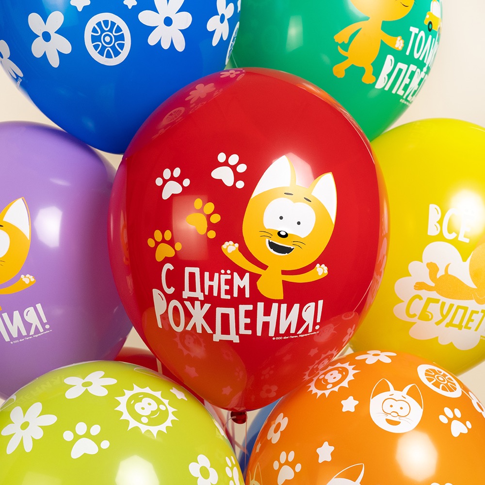 512 (12''/30 см) Котенок Котэ, С Днем Рождения!, Ассорти, пастель, 1 ст, 25 шт. 6