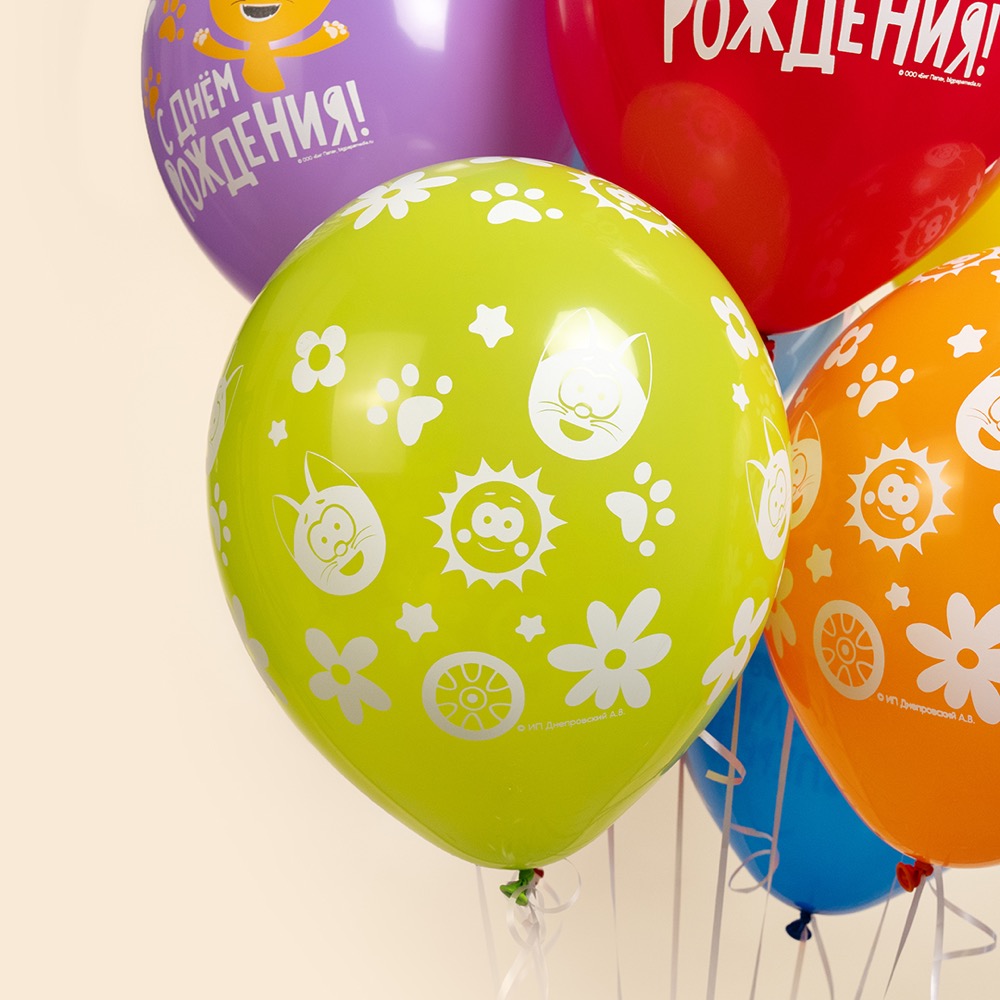 512 (12''/30 см) Котенок Котэ, С Днем Рождения!, Ассорти, пастель, 1 ст, 25 шт. 7
