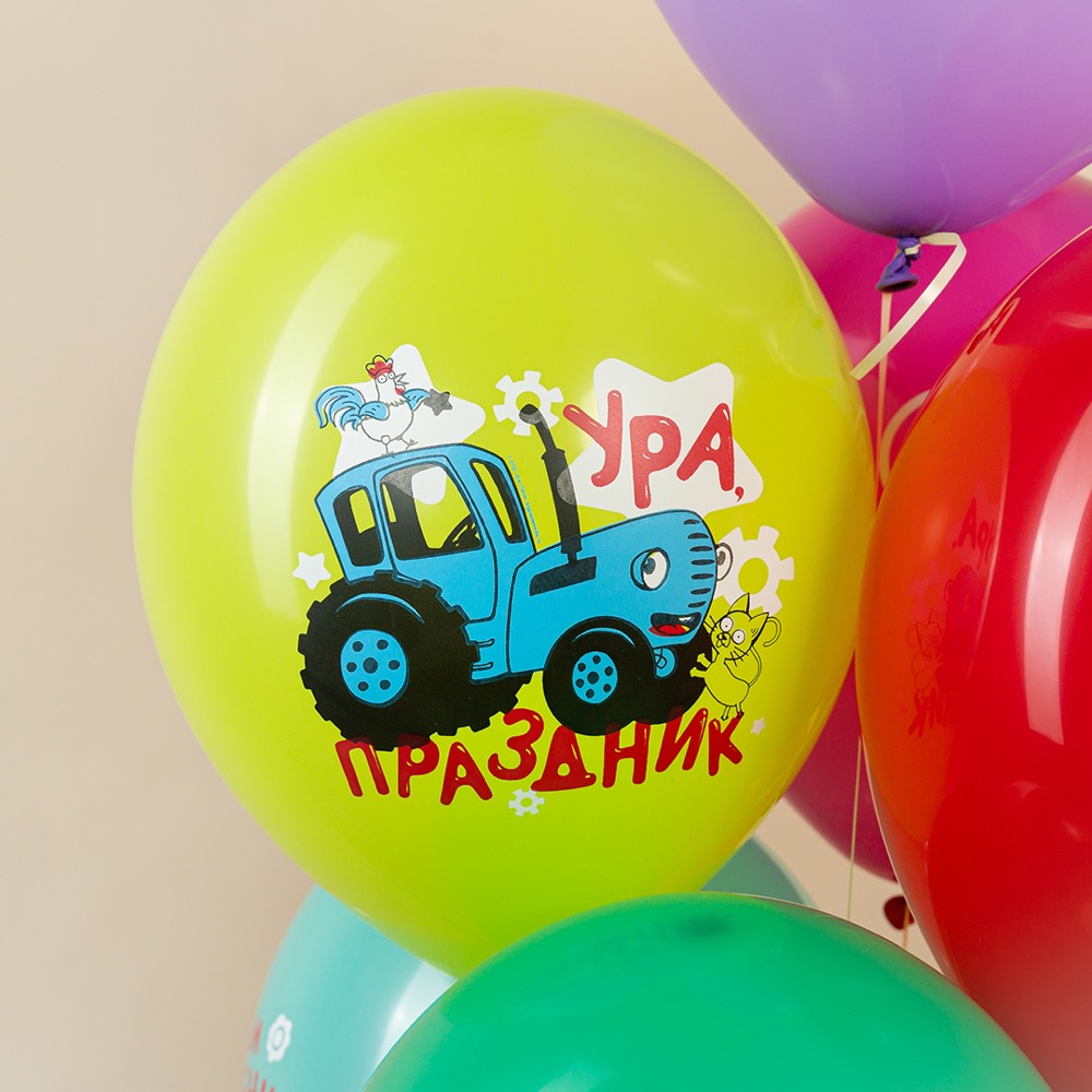 512 (12''/30 см) Синий трактор, С Днем Рождения!, Ассорти, пастель, 1 ст, 25 шт. 4