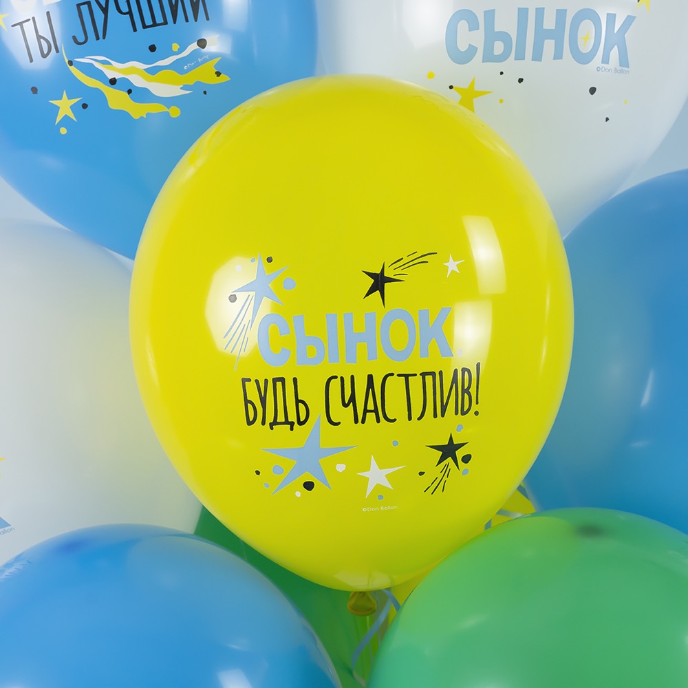 512 (12''/30 см) С Днем Рождения, Сынок, Ассорти, пастель, 1 ст, 25 шт. 6