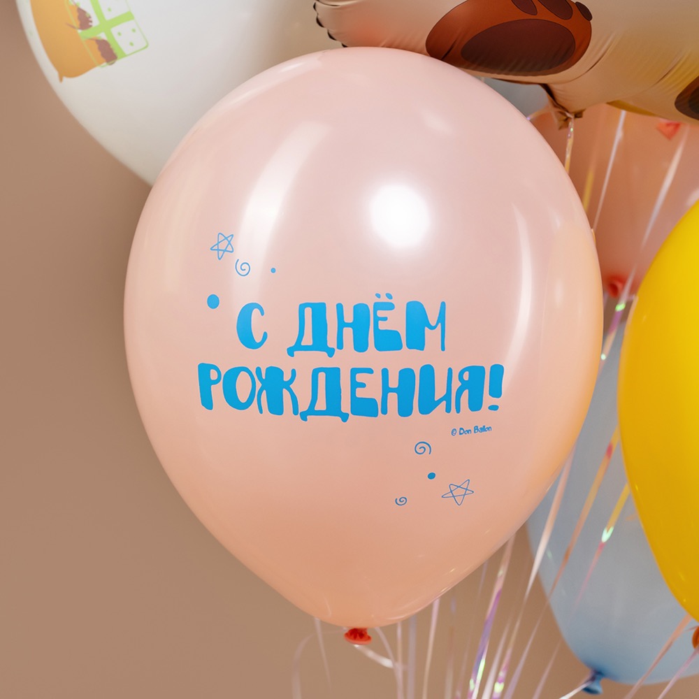 512 (12''/30 см) Капибары, С Днем Рождения!, Ассорти, пастель, 2 ст, 25 шт. 8