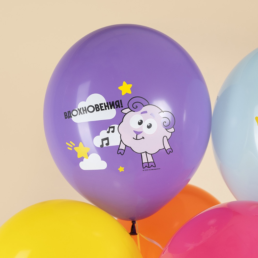 512 (12''/30 см) Смешарики, С Днем Рождения!, Ассорти, пастель, 1 ст, 25 шт. 5