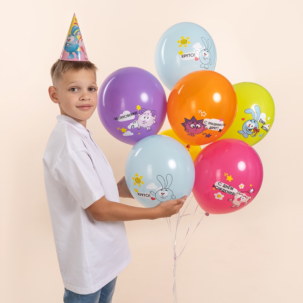 512 (12''/30 см) Смешарики, С Днем Рождения!, Ассорти, пастель, 1 ст, 25 шт. 9