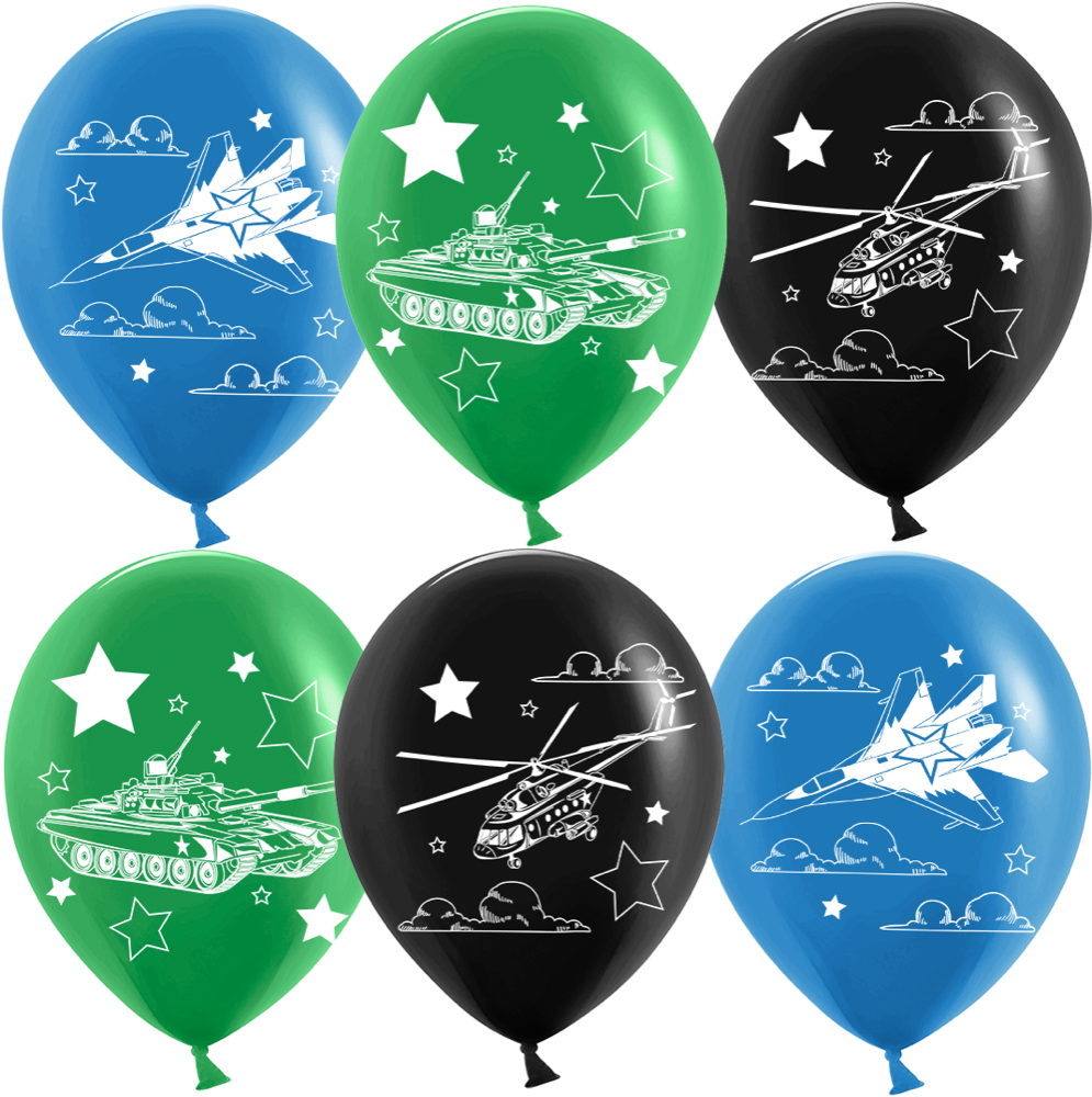 Дон Баллон (12''/30 см) Военная техника, Ассорти, пастель, 2 ст, 25 шт.