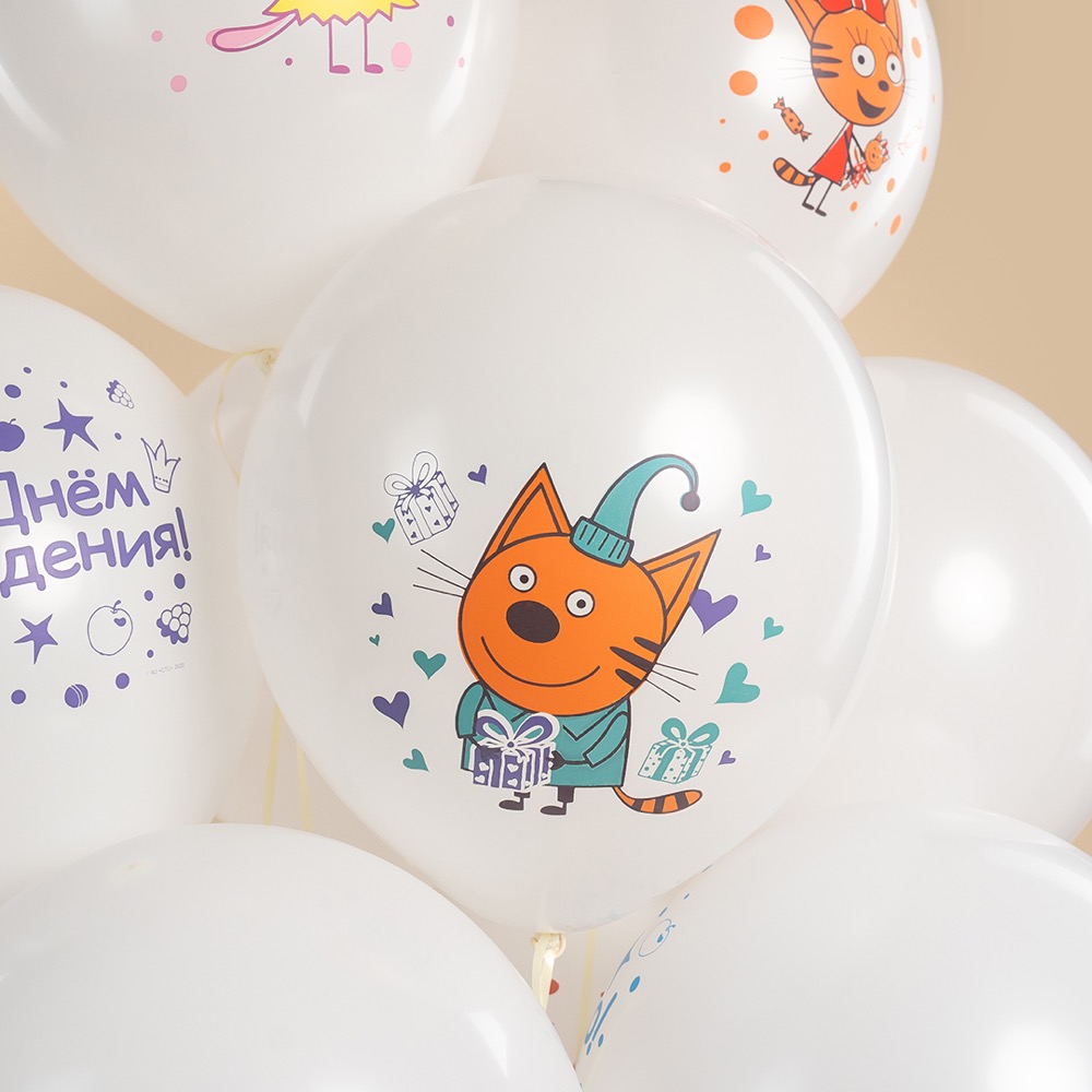 512 (12''/30 см) Три Кота, Играем вместе, Белый, пастель, 1 ст, 25 шт. 9