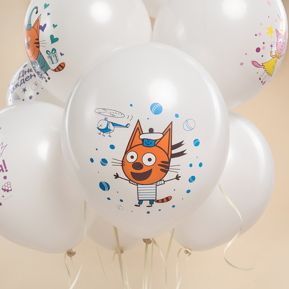 512 (12''/30 см) Три Кота, Играем вместе, Белый, пастель, 1 ст, 25 шт. 10