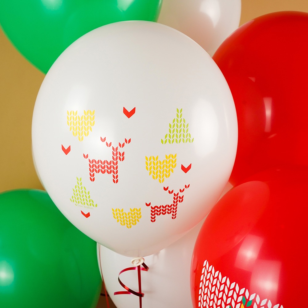 Волна веселья (12''/30 см) С Новым Годом! (новогодний орнамент), Ассорти, пастель, 2 ст, 25 шт. 5